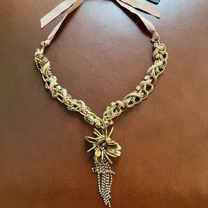 Loft Statement flower pendant ribbon tie necklace